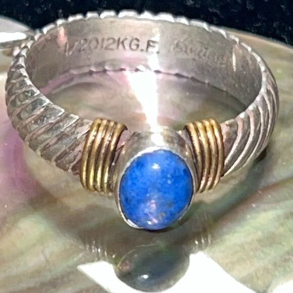 Vintage Sterling 12K Blue Kyanite Twisted Rope Ring size 8 - Picture 6 of 13
